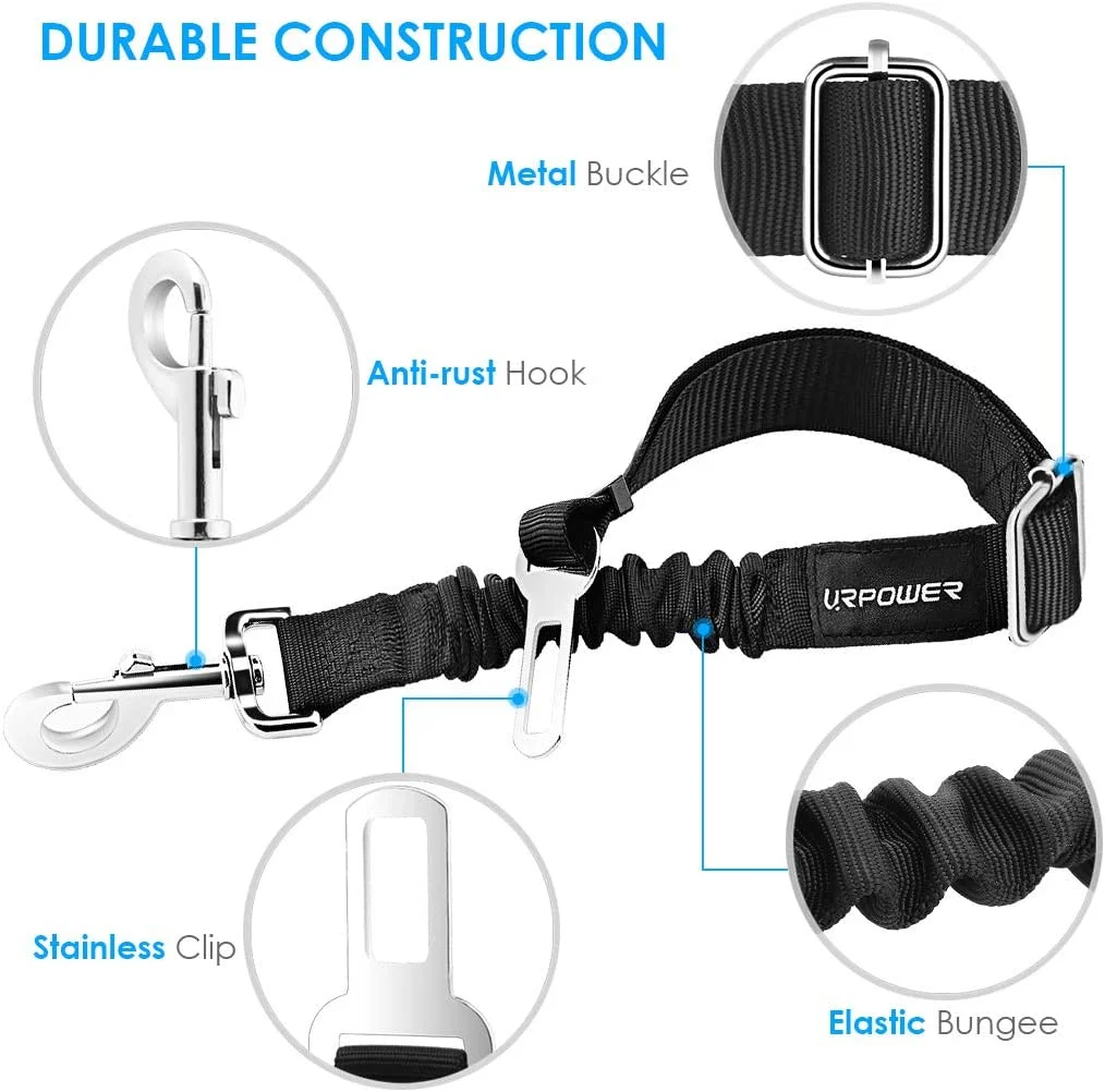 Pet Safety Belt - Attention all pet owners! Keep your pet safe and secure while driving with the innovative Pet Safety Belt. Featuring an elasticized lead and a secure hook and clip, this essential accessory ensures your pet stays comfortable and protected during sudden stops, or open doors. Easy to install. #PetSafetyBelt #DriveSafeWithPets #FurryFriendsOnTheGo - PET-LIF-0-2 Pet Safety Belt