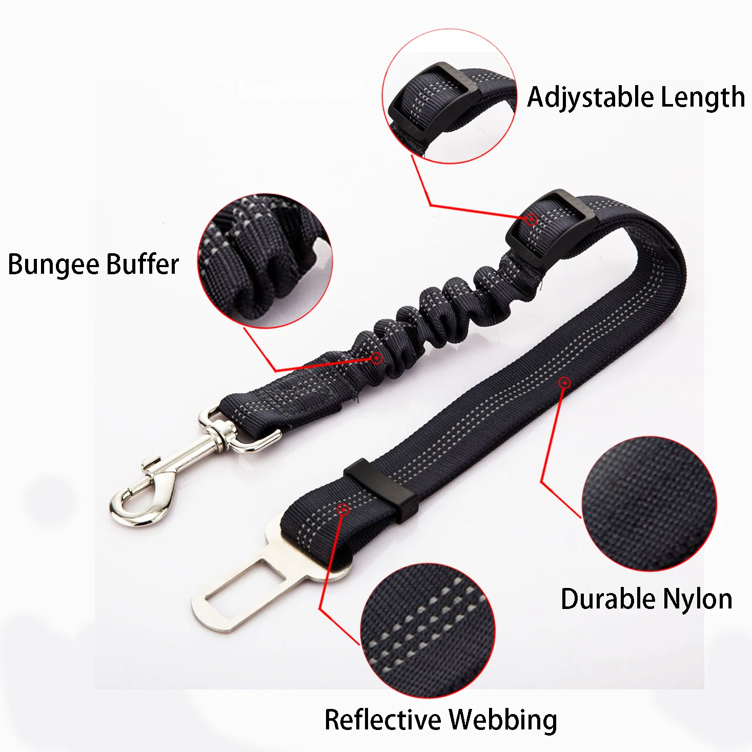 Pet Safety Belt - Attention all pet owners! Keep your pet safe and secure while driving with the innovative Pet Safety Belt. Featuring an elasticized lead and a secure hook and clip, this essential accessory ensures your pet stays comfortable and protected during sudden stops, or open doors. Easy to install. #PetSafetyBelt #DriveSafeWithPets #FurryFriendsOnTheGo - PET-LIF-0-2 Pet Safety Belt - Image 13
