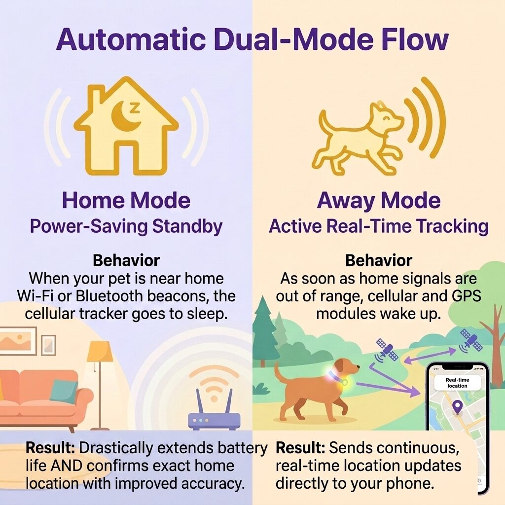 Infinity Pro GPS Pet Tracker - The <strong>Infinity Pro GPS Pet Tracker</strong> offers real-time pet monitoring using <strong>NB-IoT technology</strong> for extended battery life. With a dual-mode system utilising Bluetooth and WiFi for home and away tracking, it's waterproof, lightweight, and easy to set up, ensuring your pet's safety with efficient power usage and customizable features. - INF-pro-GPS-0-1 Infinity Pro GPS Pet Tracker - Image 10
