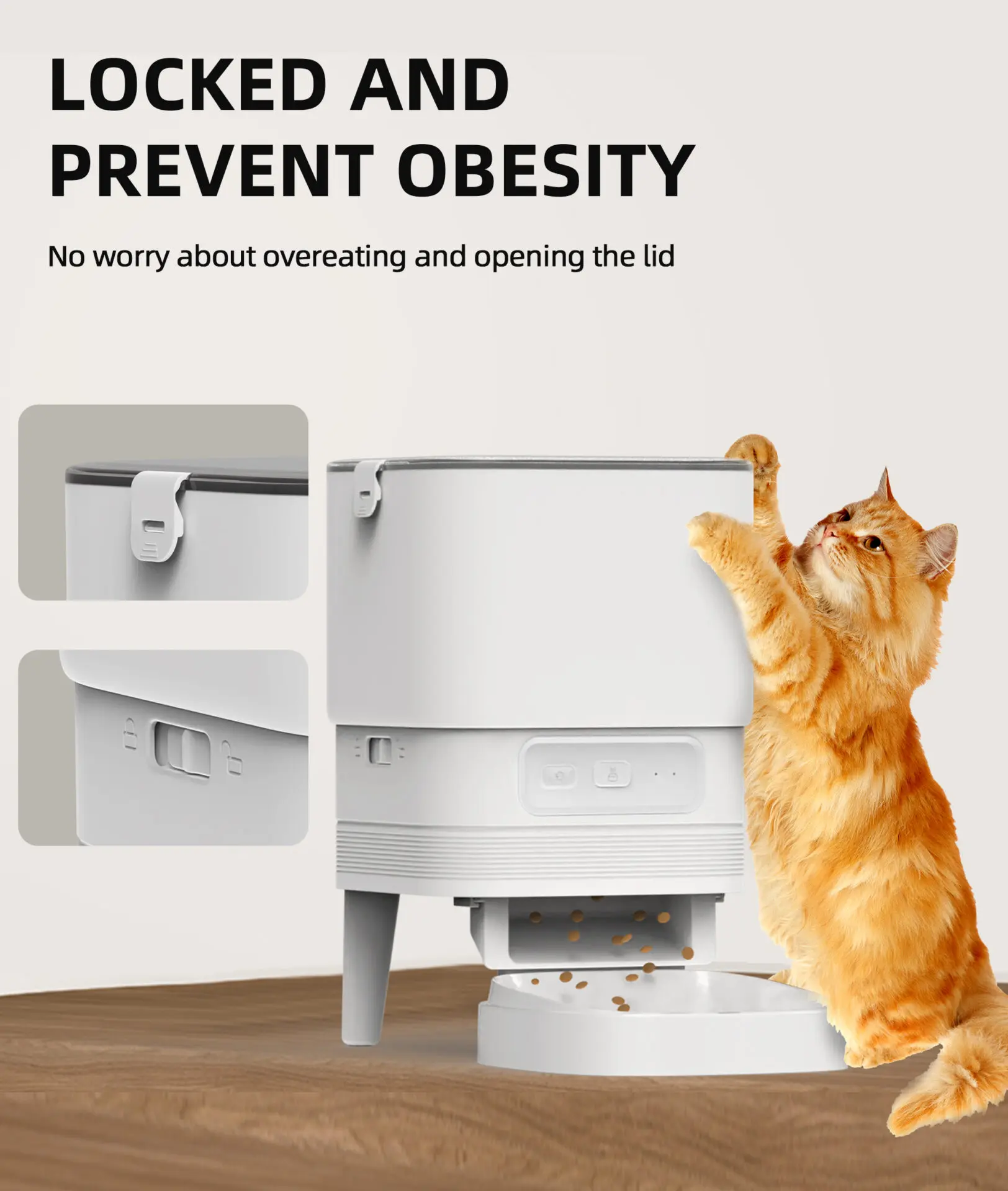 Elegant Connected Auto Feeder - The <strong>Elegant Connected Auto Feeder</strong> is a sleek, WiFi-enabled pet feeder designed for busy pet owners. With a 4-liter food tank and customizable portion control, it ensures consistent, scheduled feeding to support your pet’s health. Made from durable, food-grade ABS, it offers advanced features like automatic blockage reversal and low food/battery alerts. This feeder allows for remote management via a user-friendly app, making feeding convenient even when you're not home. - elegant-feeder-01 Elegant Connected Auto Feeder - Image 4