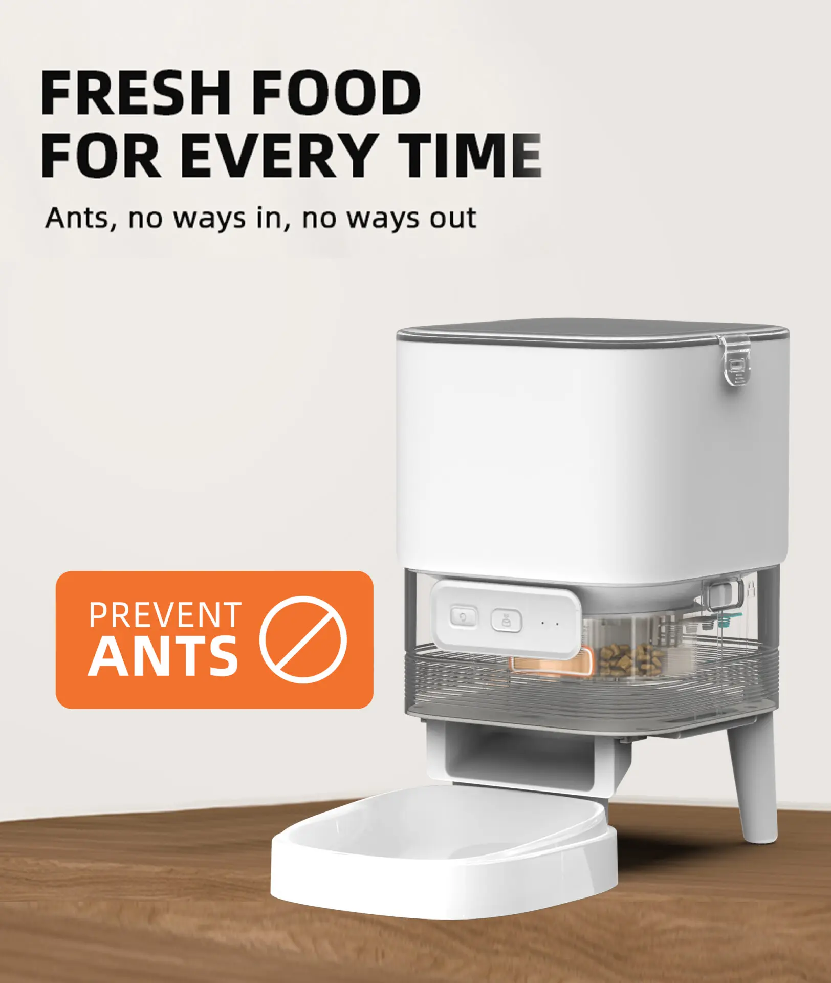 Elegant Connected Auto Feeder - The <strong>Elegant Connected Auto Feeder</strong> is a sleek, WiFi-enabled pet feeder designed for busy pet owners. With a 4-liter food tank and customizable portion control, it ensures consistent, scheduled feeding to support your pet’s health. Made from durable, food-grade ABS, it offers advanced features like automatic blockage reversal and low food/battery alerts. This feeder allows for remote management via a user-friendly app, making feeding convenient even when you're not home. - elegant-feeder-01 Elegant Connected Auto Feeder - Image 8