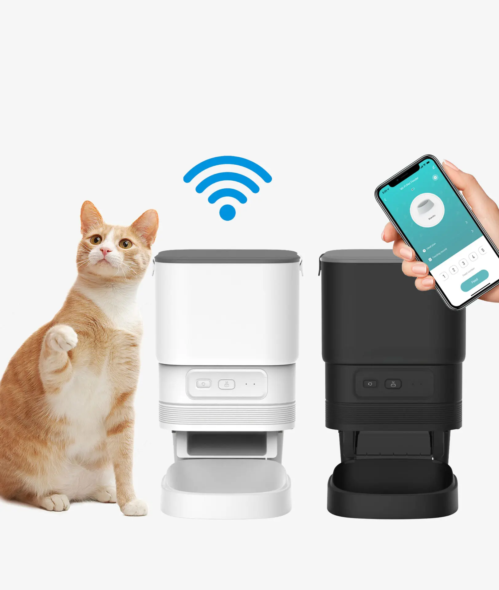 Elegant Connected Auto Feeder - The <strong>Elegant Connected Auto Feeder</strong> is a sleek, WiFi-enabled pet feeder designed for busy pet owners. With a 4-liter food tank and customizable portion control, it ensures consistent, scheduled feeding to support your pet’s health. Made from durable, food-grade ABS, it offers advanced features like automatic blockage reversal and low food/battery alerts. This feeder allows for remote management via a user-friendly app, making feeding convenient even when you're not home. - elegant-feeder-01 Elegant Connected Auto Feeder - Image 12