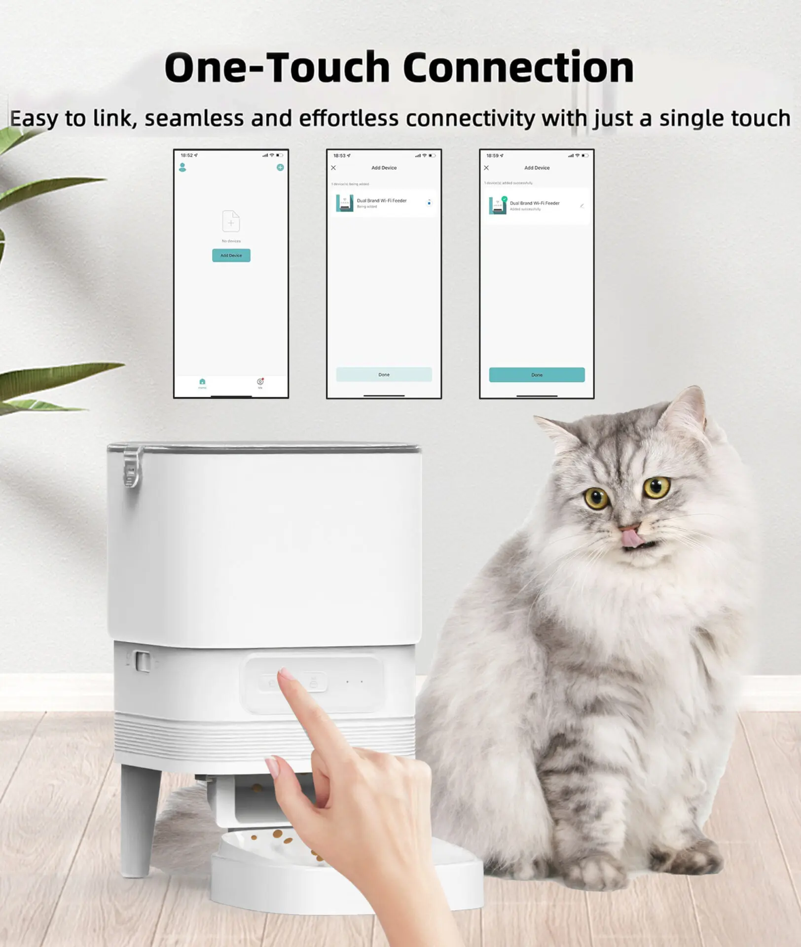 Elegant Connected Auto Feeder - The <strong>Elegant Connected Auto Feeder</strong> is a sleek, WiFi-enabled pet feeder designed for busy pet owners. With a 4-liter food tank and customizable portion control, it ensures consistent, scheduled feeding to support your pet’s health. Made from durable, food-grade ABS, it offers advanced features like automatic blockage reversal and low food/battery alerts. This feeder allows for remote management via a user-friendly app, making feeding convenient even when you're not home. - elegant-feeder-01 Elegant Connected Auto Feeder - Image 14