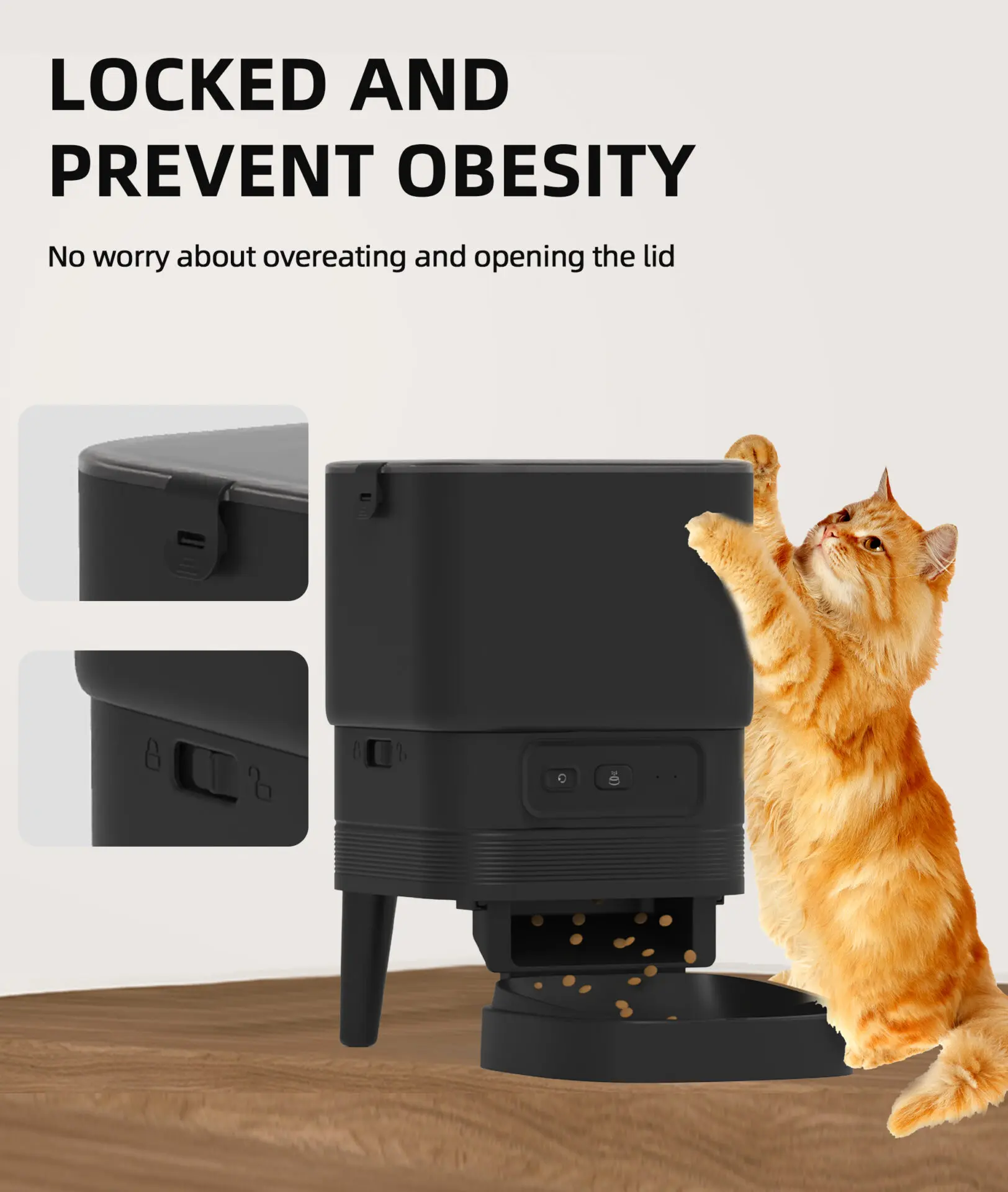 Elegant Connected Auto Feeder - The <strong>Elegant Connected Auto Feeder</strong> is a sleek, WiFi-enabled pet feeder designed for busy pet owners. With a 4-liter food tank and customizable portion control, it ensures consistent, scheduled feeding to support your pet’s health. Made from durable, food-grade ABS, it offers advanced features like automatic blockage reversal and low food/battery alerts. This feeder allows for remote management via a user-friendly app, making feeding convenient even when you're not home. - elegant-feeder-01 Elegant Connected Auto Feeder - Image 3