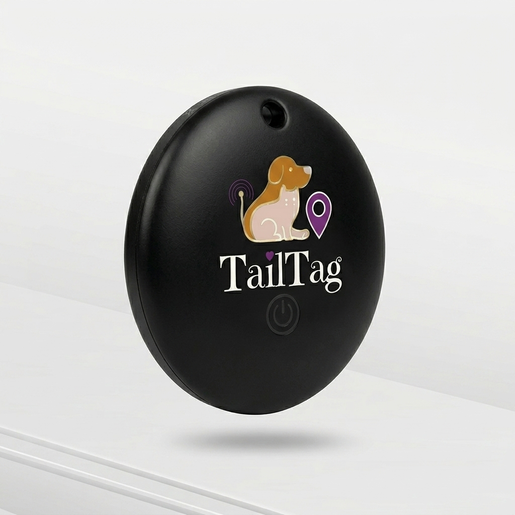 TailTags – Apple AirTag Compatible Tracking Tag for Apple and Android - TailTags is an affordable, lightweight pet tracker that is compatible with the Apple AirTag Find My Network to offer global crowd-sourced location tracking—without the need for a SIM card or monthly fees. Best of all the app works on both Apple and Android. Unlike traditional Bluetooth trackers limited to a 10-meter range, TailTags leverages billions of nearby smartphones to help locate lost pets anywhere. It features a 12–14 month battery life, water-resistant ABS shell, and a built-in buzzer for close-range sound alerts. Controlled via the Find Tag app (iOS & Android), it allows pet owners to track, ring, and share access with others. TailTags is the smarter, cost-effective alternative to GPS trackers—ideal for everyday peace of mind. - TAI-TRA-0-1 TailTags – Apple AirTag Compatible Tracking Tag for Apple and Android - Image 2